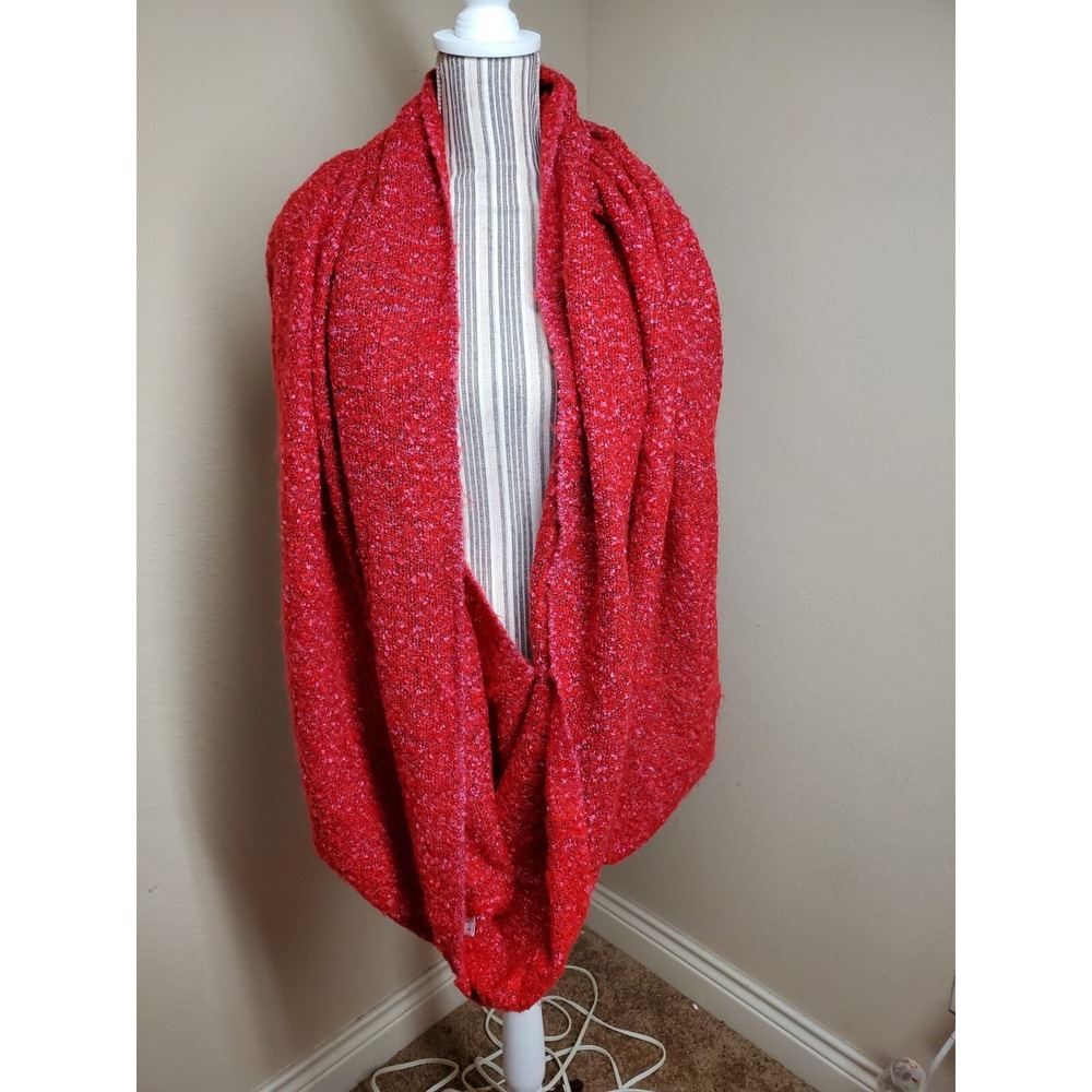 extra large Infinity scarf/wrap Red Knit Tectured Acrylic Blend